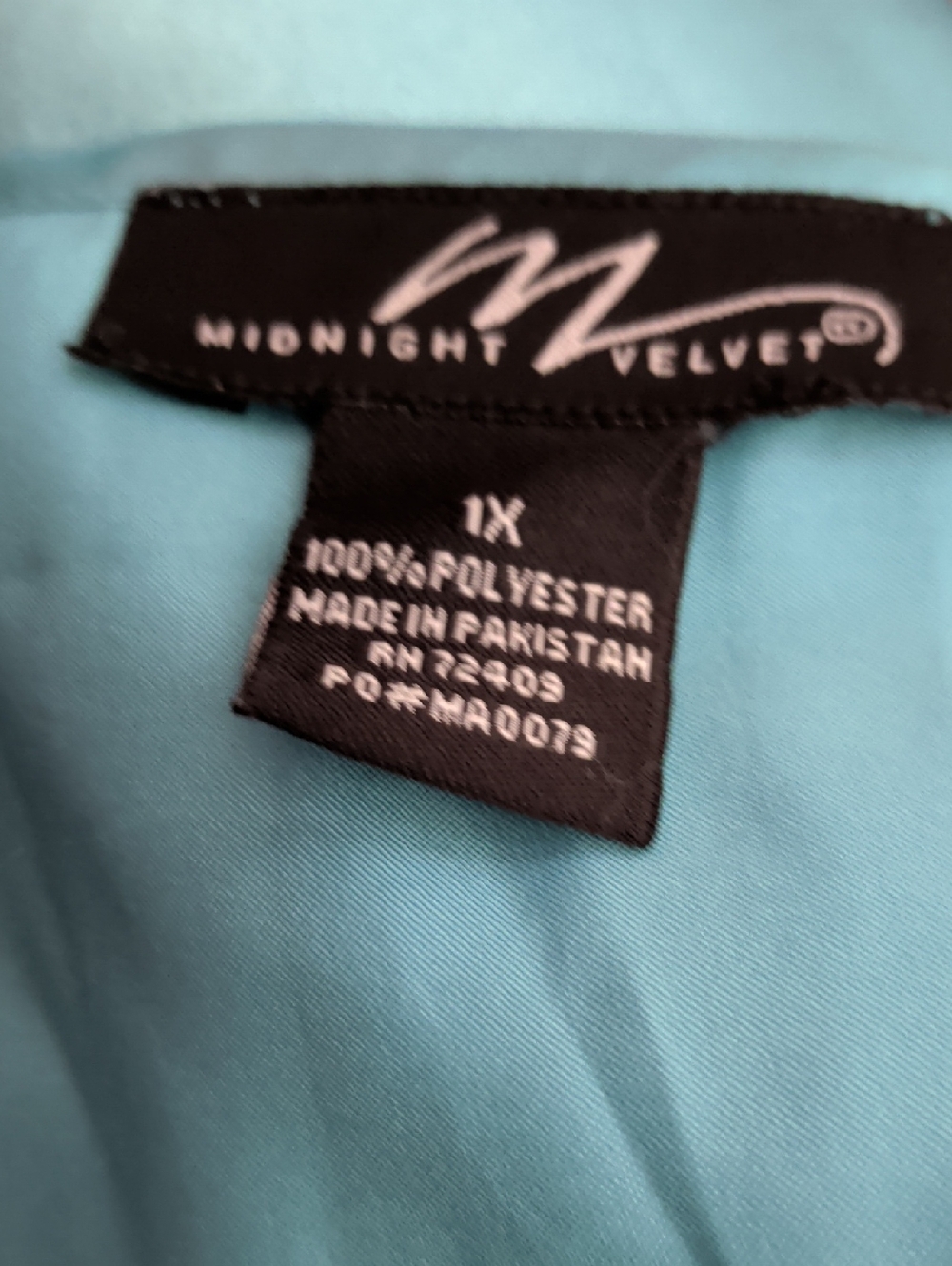 Midnight Velvet Teal Silky Nightgown Women’s 1X